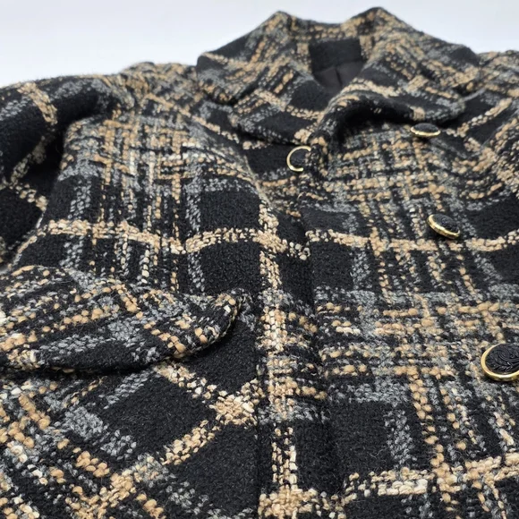 Vintage Plaid Double-Breasted Women's Coat - Picture 5 of 8